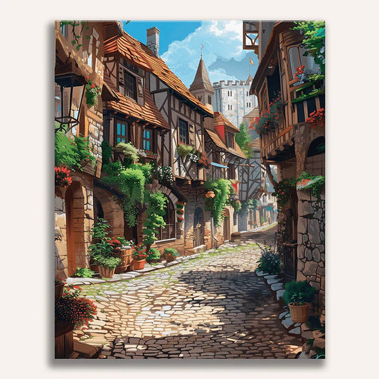 Cobblestone Alley Painting by Numbers Kit