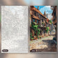 Cobblestone Alley paint by numbers kit, before and after