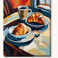 Coffee and Croissants on a Cafe Table paint by numbers kit on stretched canvas