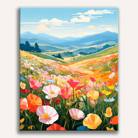 Colored Flower Field - Premium Art Collection
