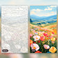 Colored Flower Field paint by numbers kit, before and after