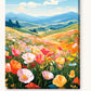 Colored Flower Field paint by numbers kit on stretched canvas