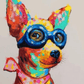 Colorful Dog With Glasses - Artistry By Numbers