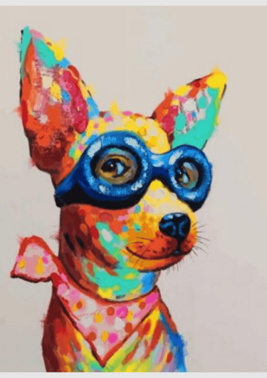 Colorful Dog With Glasses - Artistry By Numbers