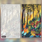 Spectrum of Trees paint by numbers kit, before and after