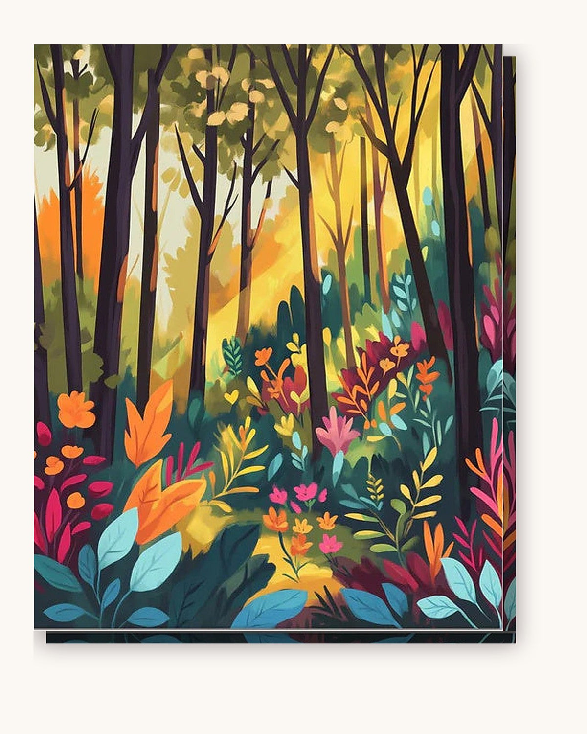 Spectrum of Trees paint by numbers kit on stretched canvas