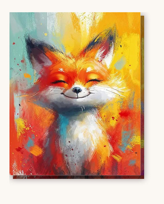 Colorful Fox paint by numbers kit on stretched canvas