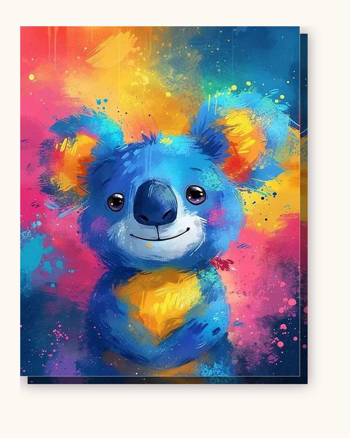 Colorful Koala paint by numbers kit on stretched canvas