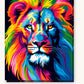 Colorful Lion paint by numbers kit on stretched canvas