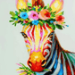 Colorful Zebra With Flowers - Artistry By Numbers