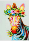 Colorful Zebra With Flowers - Artistry By Numbers