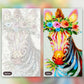 Colorful Zebra With Flowers paint by numbers kit, before and after
