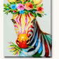 Colorful Zebra With Flowers paint by numbers kit on stretched canvas
