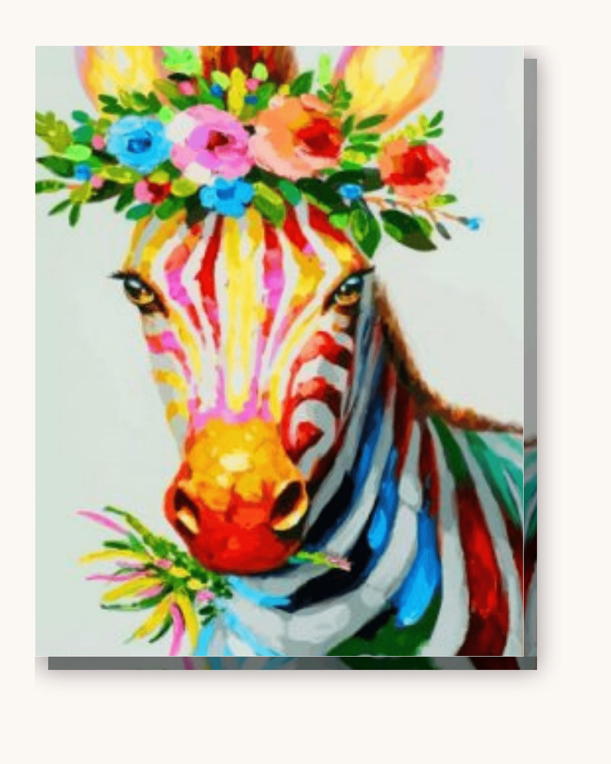 Colorful Zebra With Flowers paint by numbers kit on stretched canvas