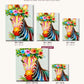 Colorful Zebra With Flowers canvas sizes from 12 x 12 to 23.5 x 23.5 inches