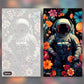 Cosmic Bloom Voyage paint by numbers kit, before and after