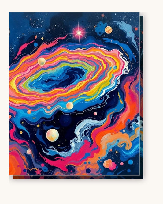 Cosmic Dynamic Flow paint by numbers kit on stretched canvas
