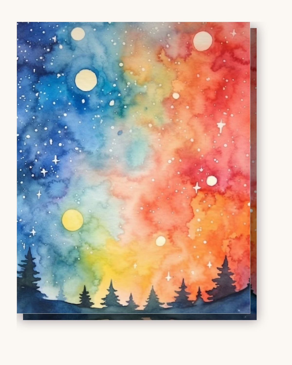 Cosmic Watercolors paint by numbers kit on stretched canvas