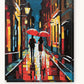Couple with Red Umbrellas paint by numbers kit on stretched canvas