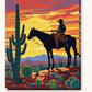 Cowboy at Desert Sunset paint by numbers kit on stretched canvas
