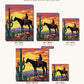 Cowboy at Desert Sunset canvas sizes from 12 x 12 to 23.5 x 23.5 inches