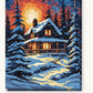 Cozy Christmas Cabin in the Snow paint by numbers kit on stretched canvas