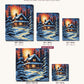 Cozy Christmas Cabin in the Snow canvas sizes from 12 x 12 to 23.5 x 23.5 inches