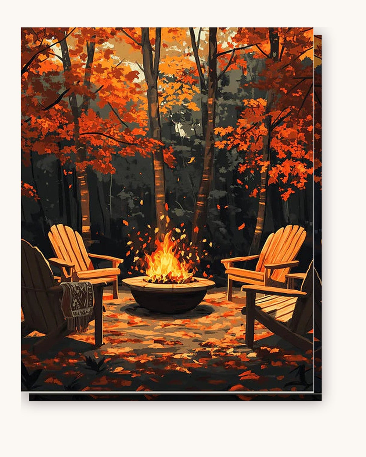 Fireside Serenity paint by numbers kit on stretched canvas