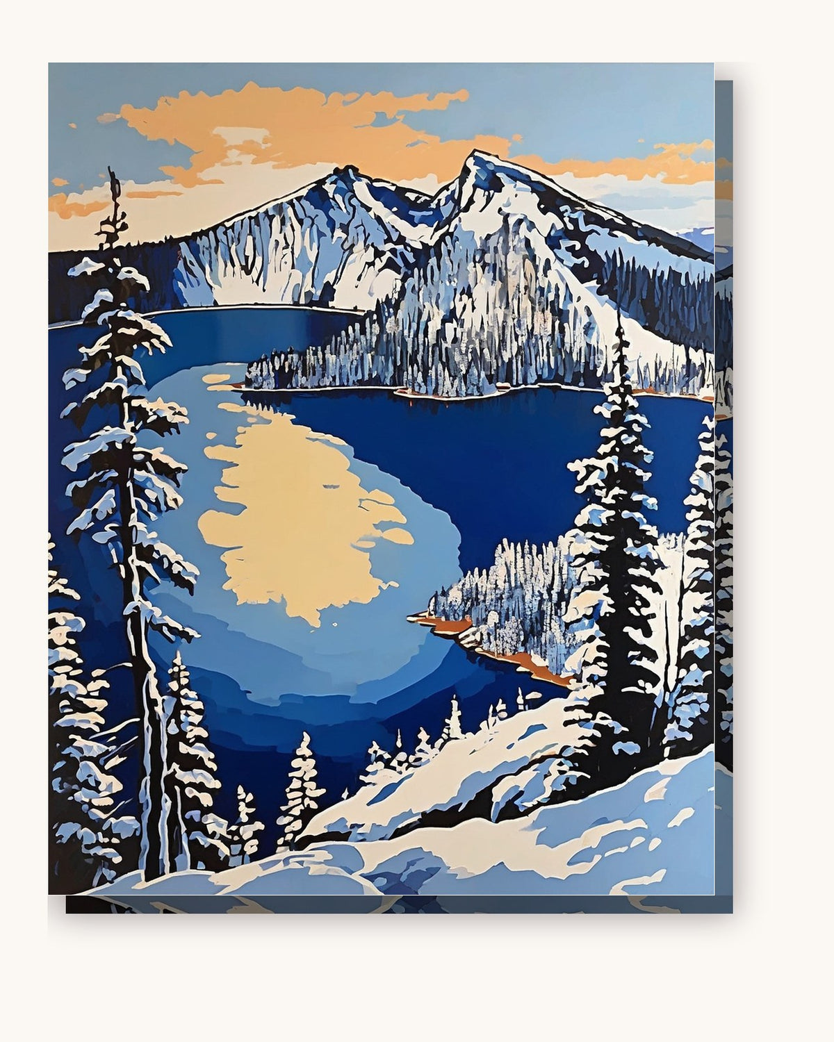 Crater Lake Island paint by numbers kit on stretched canvas