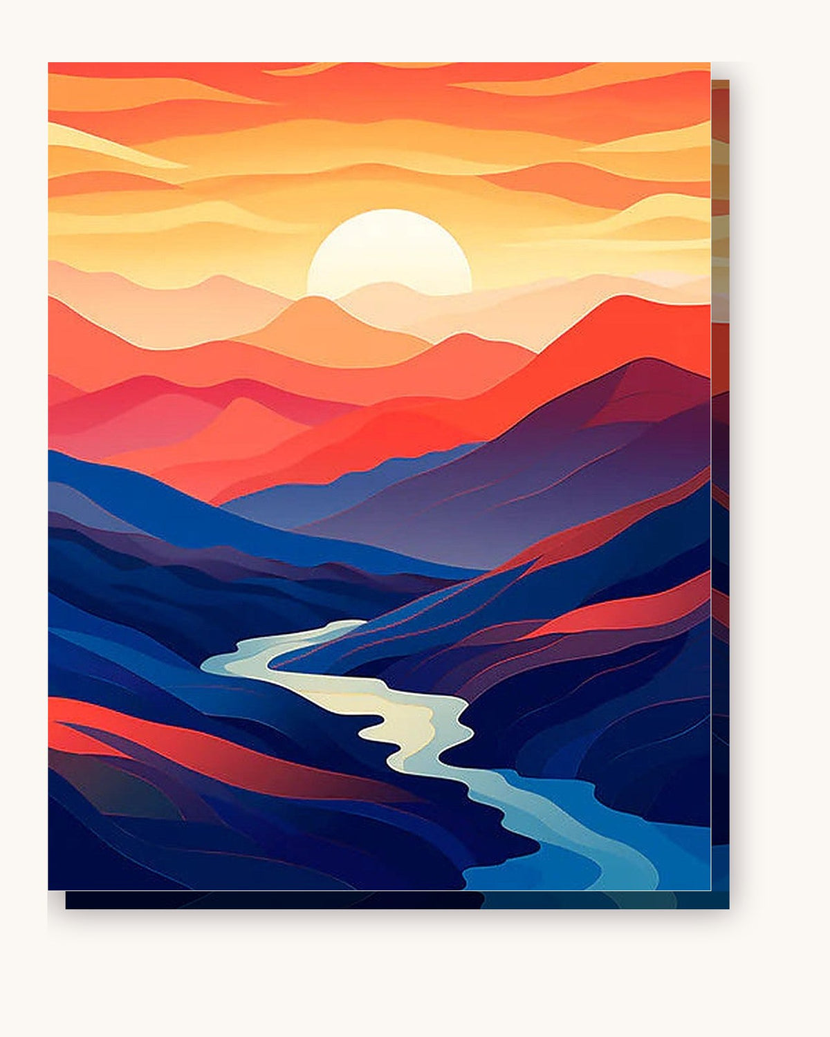 Ruby Horizon Peaks paint by numbers kit on stretched canvas