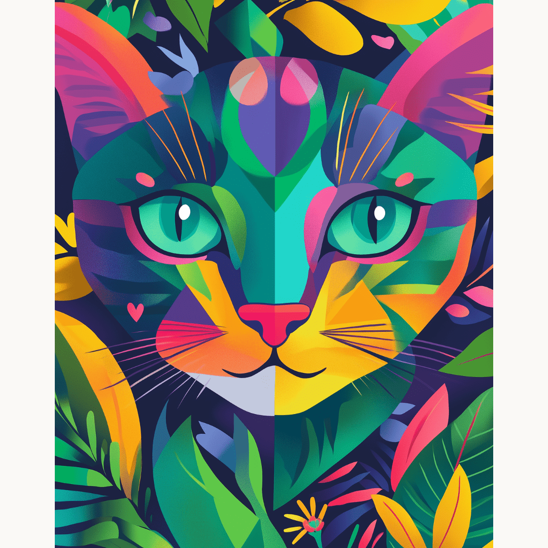 抽象的な猫 数字油絵キット – Artistry By Numbers