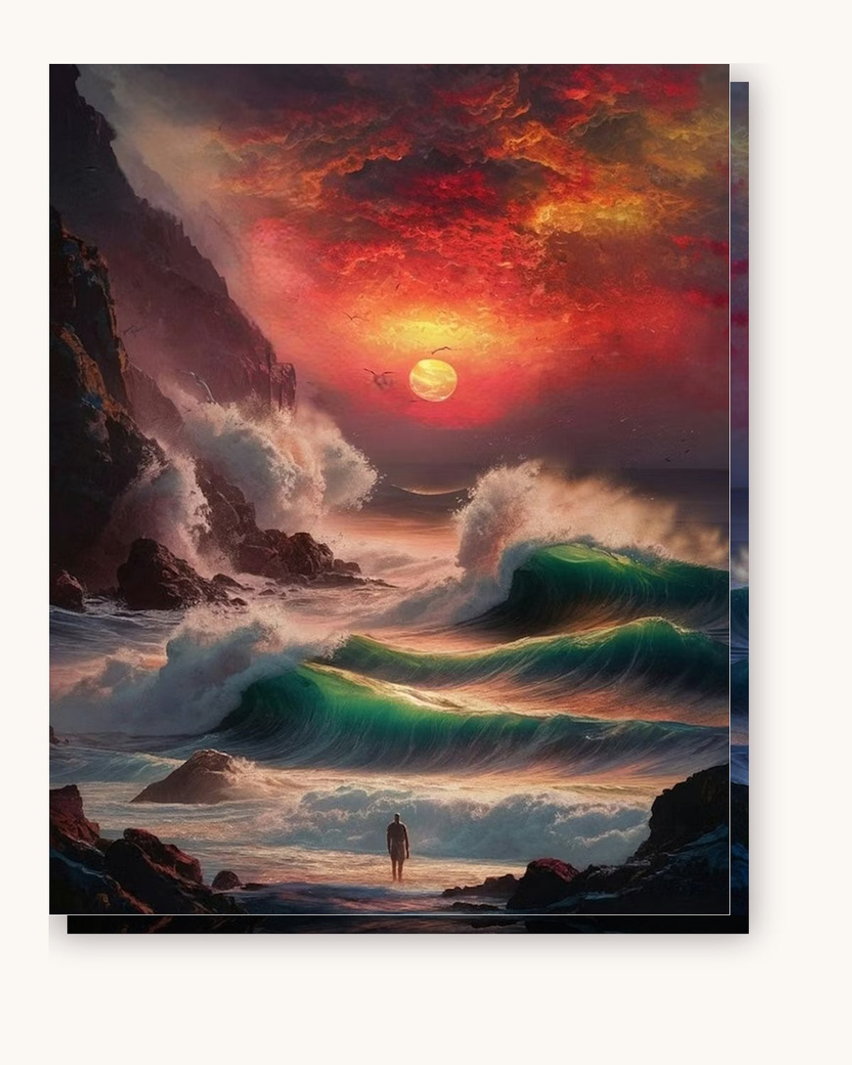 Crimson Waves paint by numbers kit on stretched canvas