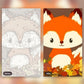 Cute Baby Fox paint by numbers kit, before and after