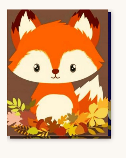 Cute Baby Fox paint by numbers kit on stretched canvas