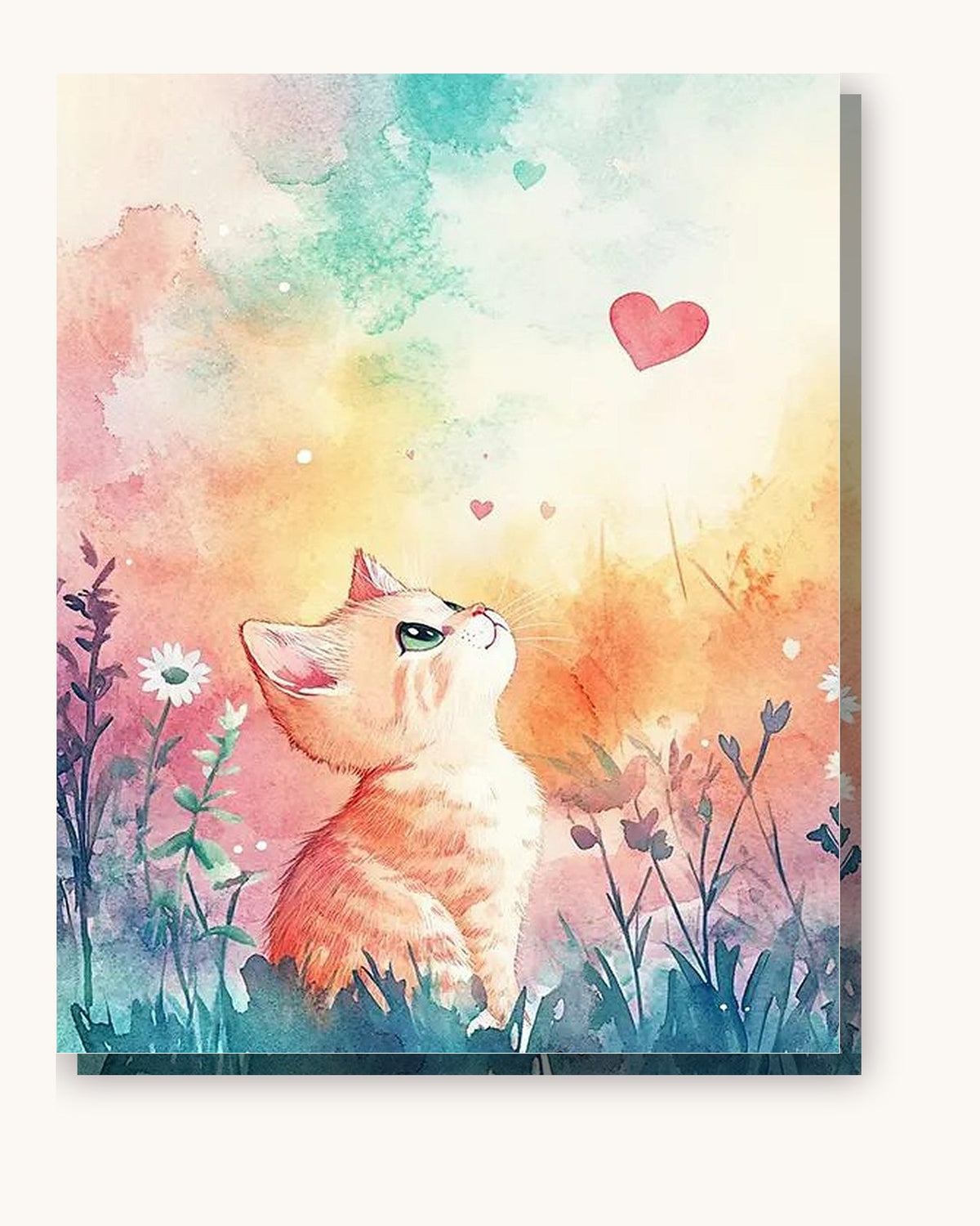 Cute Kitten Cat paint by numbers kit on stretched canvas