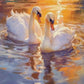 Swans in Golden Sunset - Premium Art Kit