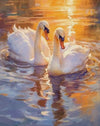 Swans in Golden Sunset - Premium Art Kit