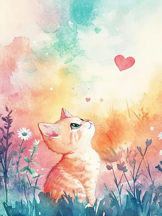 Cute Kitten Cat Painting by Numbers Premium Kit