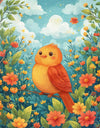 Cute Orange Bird Painting by Numbers Kit