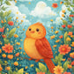 Cute Orange Bird Painting by Numbers Kit