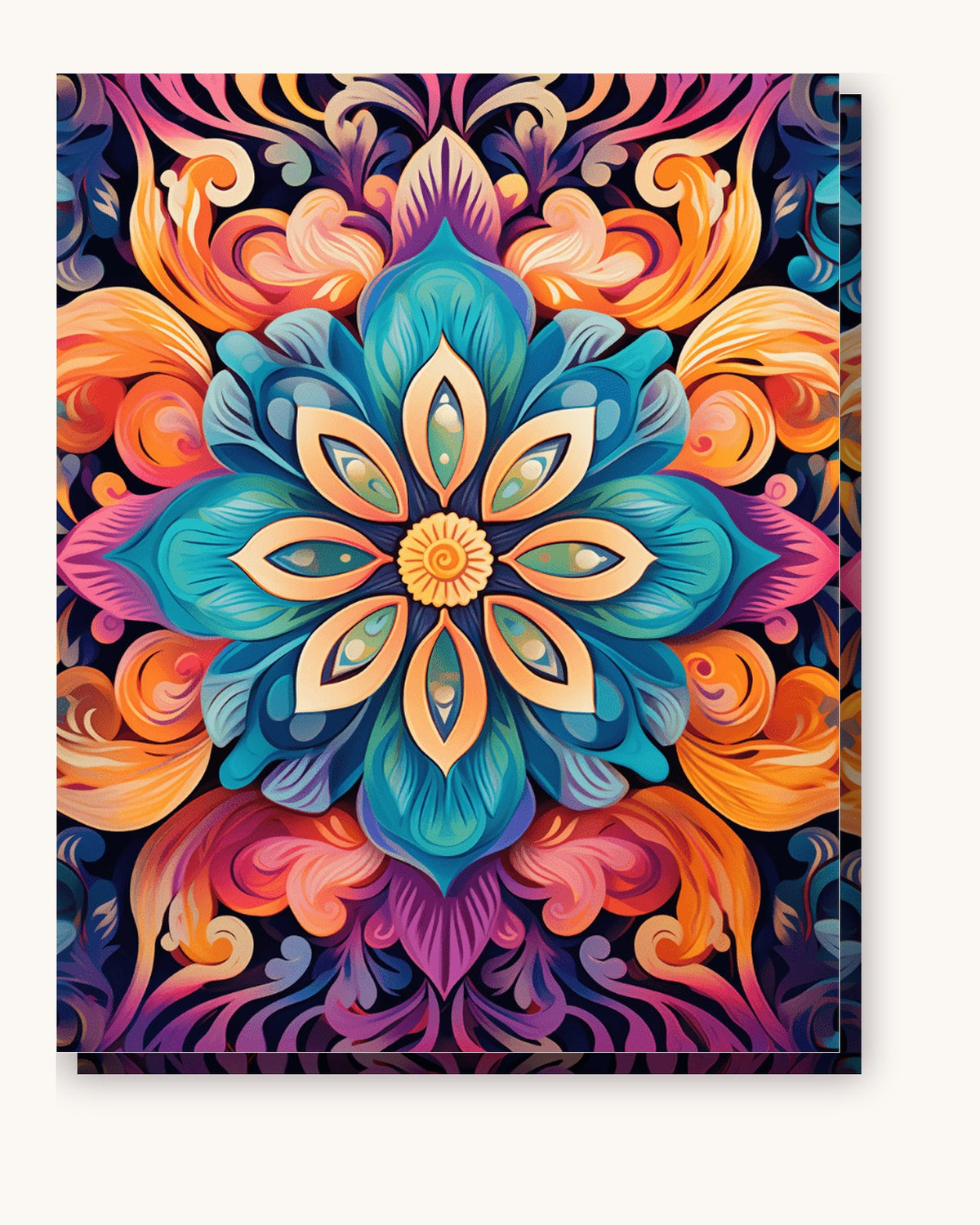 Teal Blossom paint by numbers kit on stretched canvas