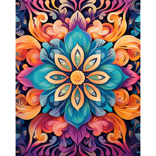 Teal Blossom Painting by Numbers Premium Kit