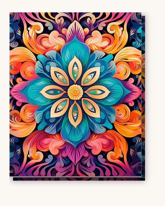Cyan Blossom paint by numbers kit on stretched canvas