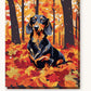 Dachshund in the Leaves paint by numbers kit on stretched canvas