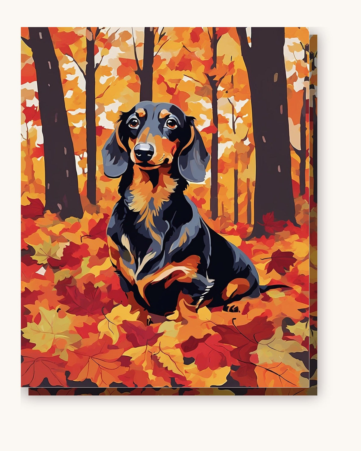 Dachshund in the Leaves paint by numbers kit on stretched canvas
