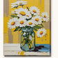 Daisies in a Glass Jar paint by numbers kit on stretched canvas