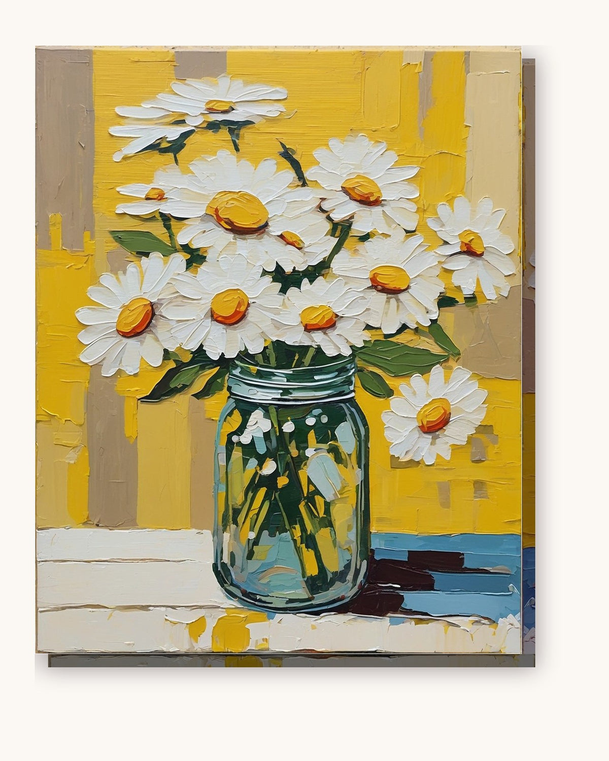 Daisies in a Glass Jar paint by numbers kit on stretched canvas