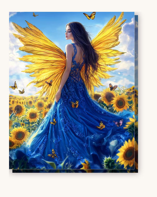Dance of a Sunflower paint by numbers kit on stretched canvas