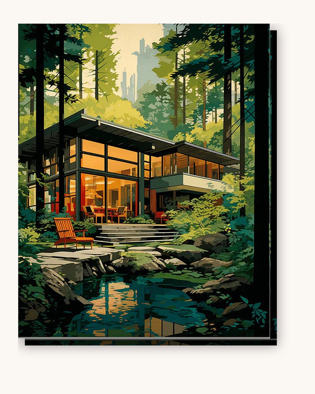 Cozy Forest Escape paint by numbers kit on stretched canvas