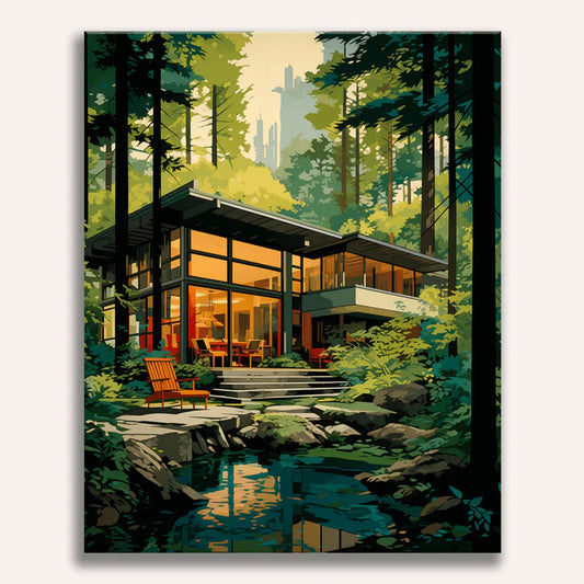 Cozy Forest Escape Painting by Numbers Kit